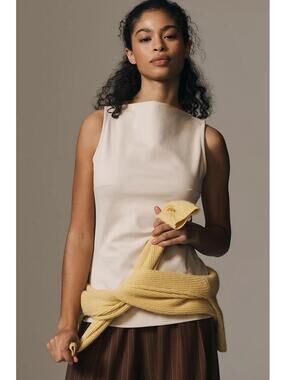 ANTHROPOLOGIE NWOT Women’s Side-Slit Tunic Top In Beige-Size X-Large